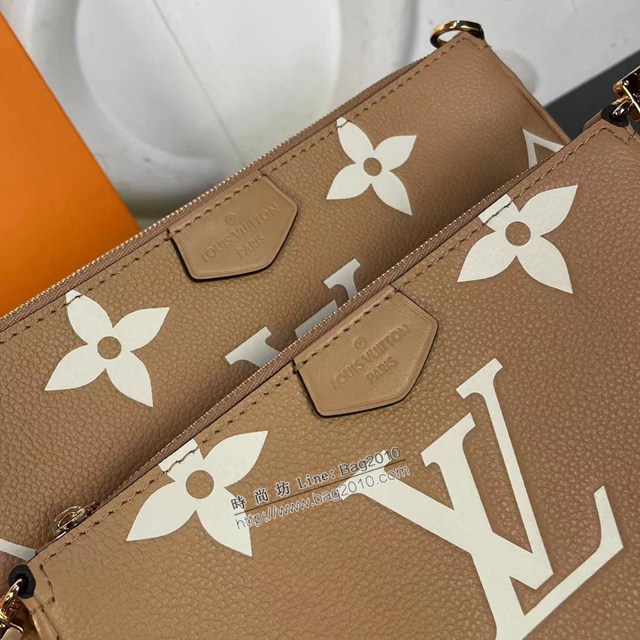 lv路易威登專櫃2022新款Multi Pochette Accessoires斜挎包 lv頂級原單女包 M80399 45777棕色 ydh4874